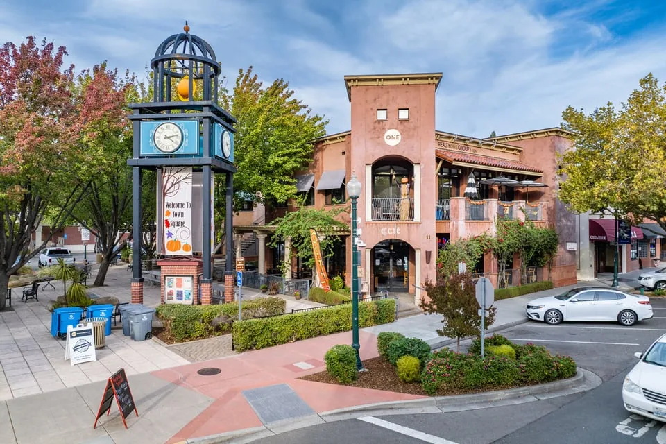 Town Square clock tower in downtown Vacaville, CA Town Square clock tower in downtown Vacaville, CA